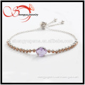 platinum plated bracelet with colored oval glass pandent KV16-2